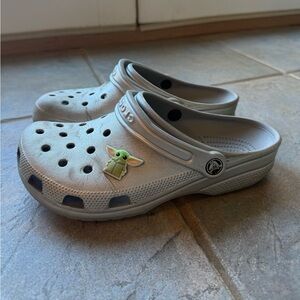 Baby Yoda Silver Crocs - Women Size US 9.